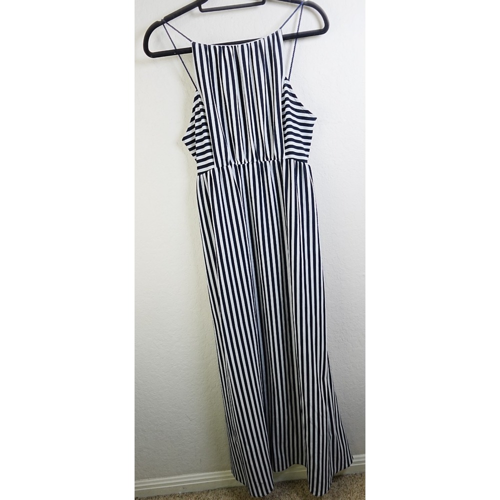 Libby‎ Edelman Striped Maxi Dress Blue White Sleeveless Summer Beach Size M